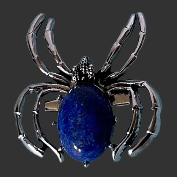 Lapis Lazuli Stone Spider Brooch Pendant Necklace Healing Gemstone Pendant - Picture 3 of 3